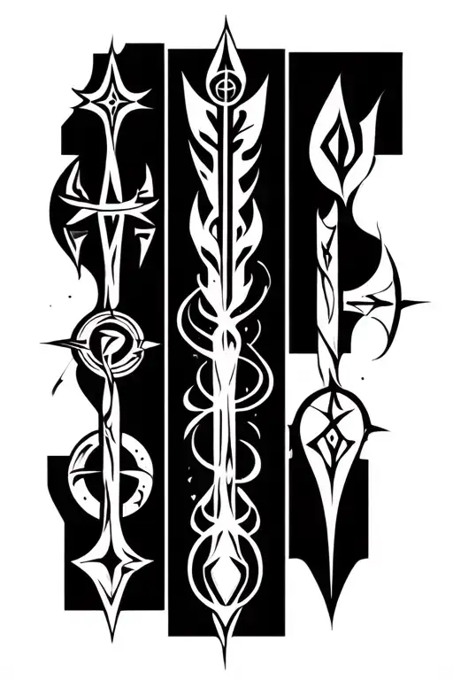 Several Runes And Nordic Symbols In Vertical Minimalist