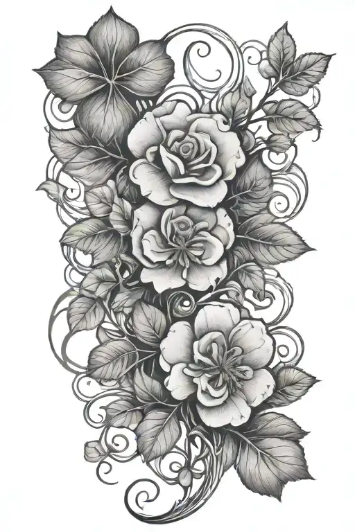 Forest Trees Roses Four Leaf Clover Intertwined Within