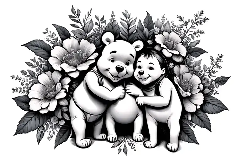 Floral Design With Winnie Pooh With Frinds