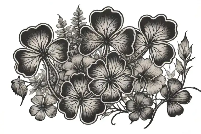 Forest Trees Mountains Flowers Fourleaf Clover