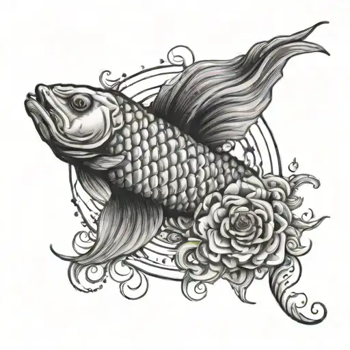 Zodiac Sign Cancer Combined With Memento Mori And Ocean Man And Koi Carp