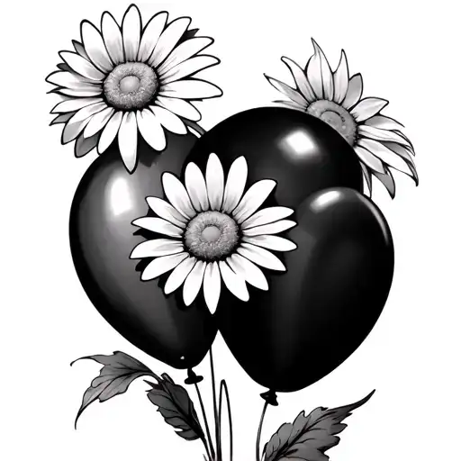 Daisy Flower Tied To A Balloon