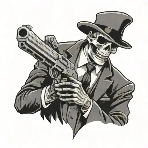Skeleton In A Suit With A Gun