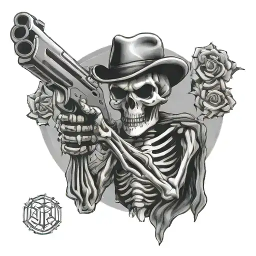Skeleton Holding A Gun
