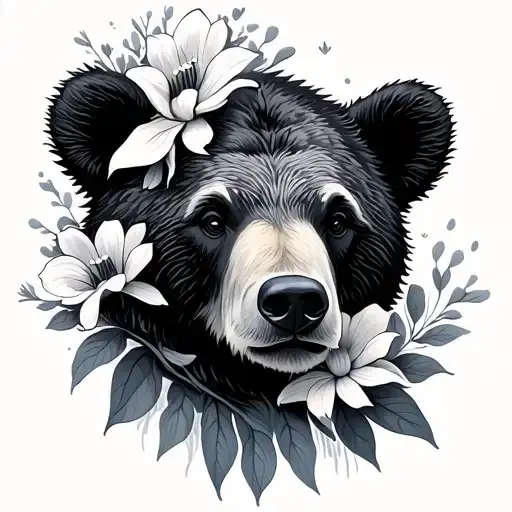 Minimalist Bear Flowers
