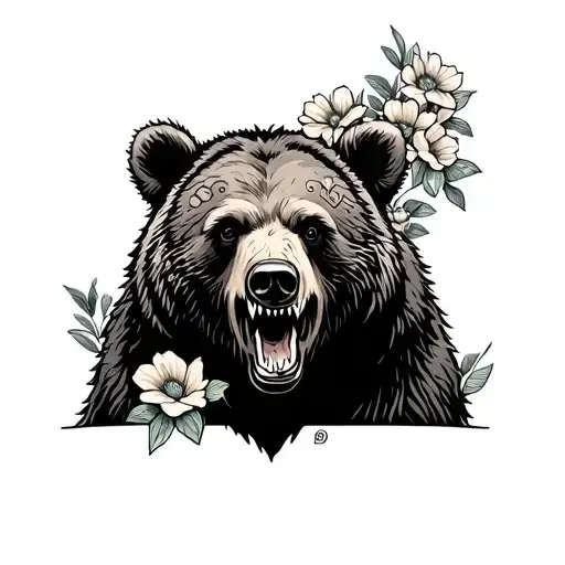 Rabid Bear With Flowers