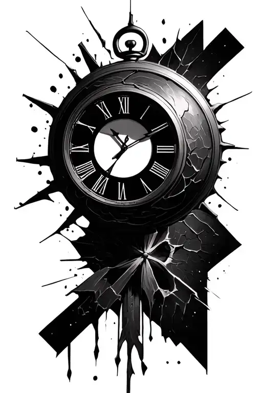 Broken Clock With Cross Behind