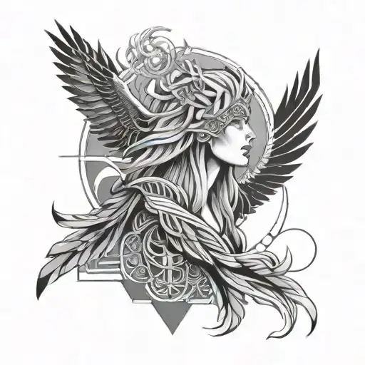 Geometric Norse Goddess Plus Geometric Phoenix Rising