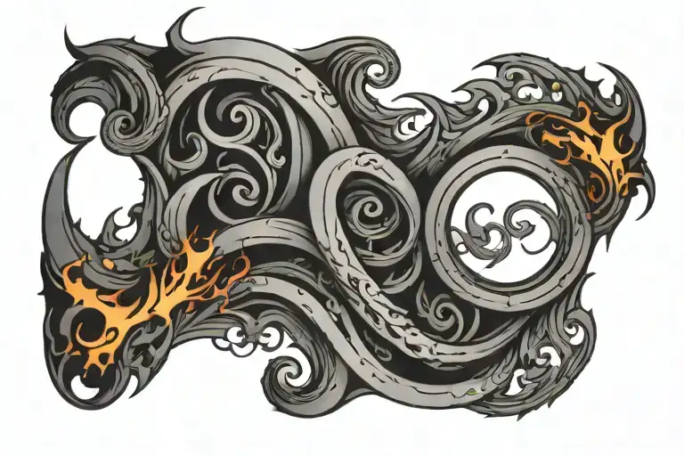 Simple Thigh Band - A Wall With Rings Of Fire Flames