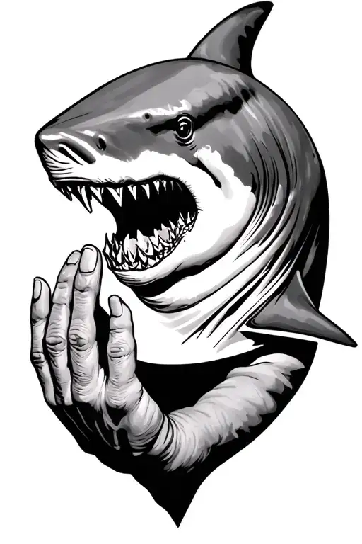 Shark Head Tattoo Holding