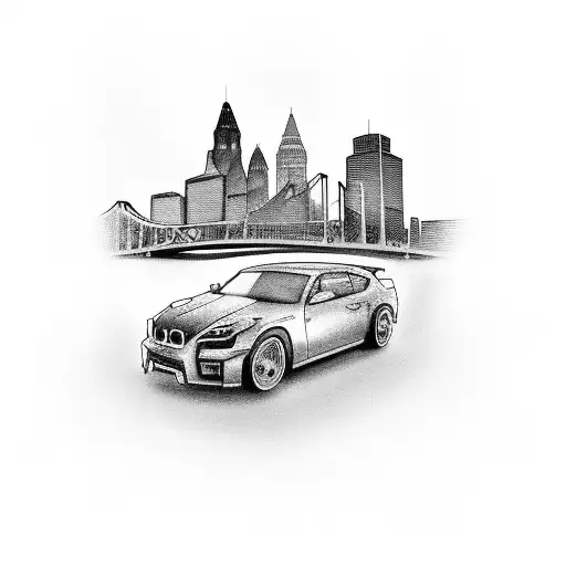 A Gangster-inspired Motorcycle With Cincinnati Skyline In The Background