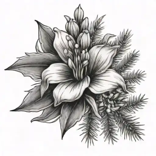 Gentian And Fir Plant On The Arm
