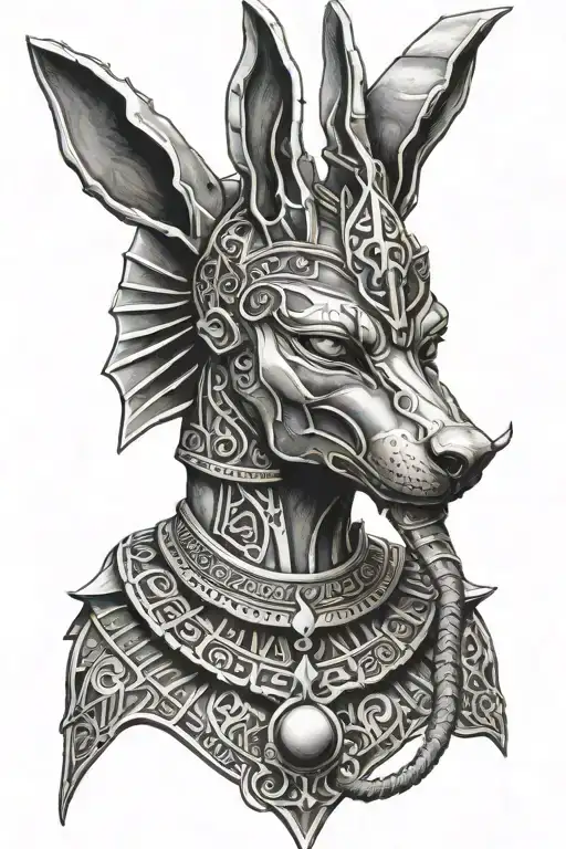 Anubis With Intertwined Ankh Symbol
