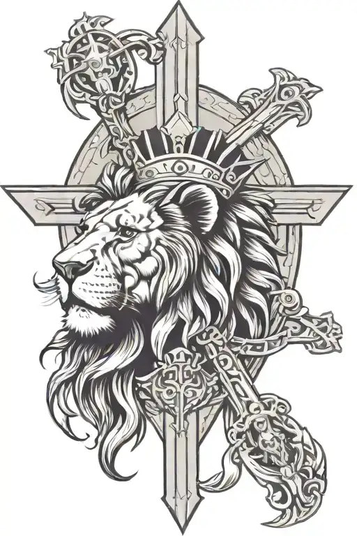Lion With Jesus Christ With The Cross With The Eye Of Horus