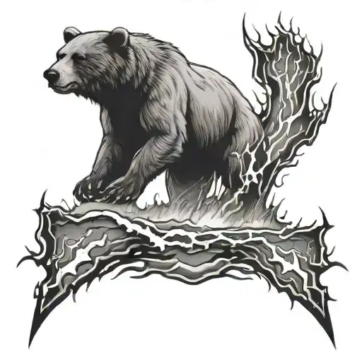 Bear Foot Print Lightning Bolts