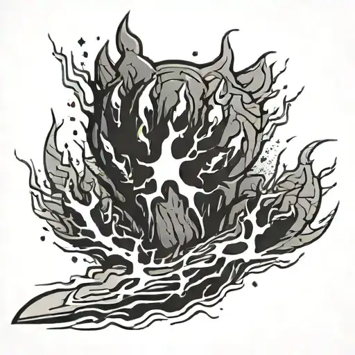 Bear Foot Print With Lightning Bolts Coming