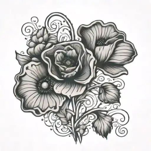 Poppy Flower And Shamrock Intertwined