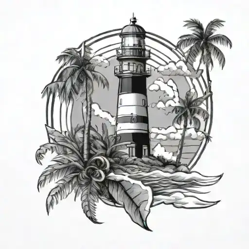 Palm Tree Lighthouse Surrounded