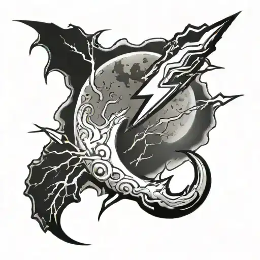 Moon And Lightning Bolt