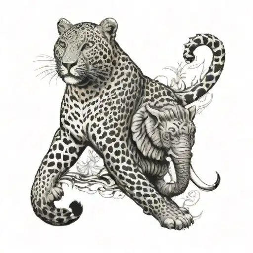 Leopard And Elephant