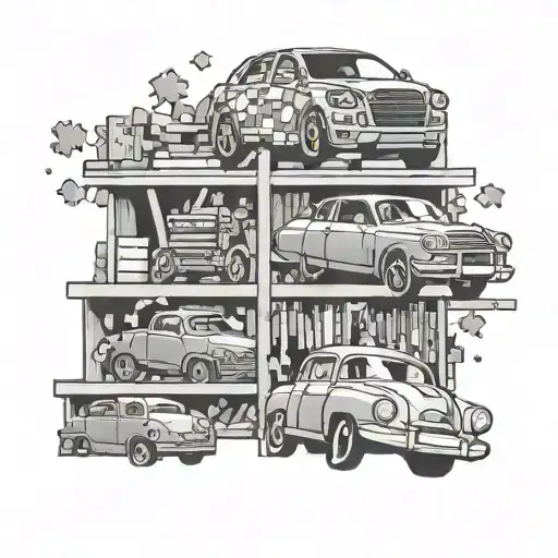 A Bookshelf Filled With Puzzle Boxes And Car Models