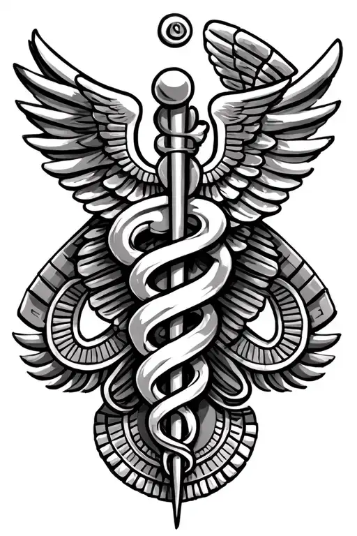Ancient Egyptian And Medical Caduceus Intertwined