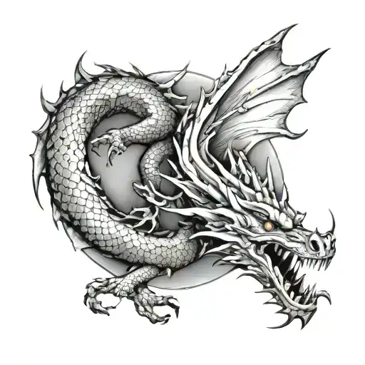 Dragon Eating Its Own Tail And Rebirth Back Tattoo Male