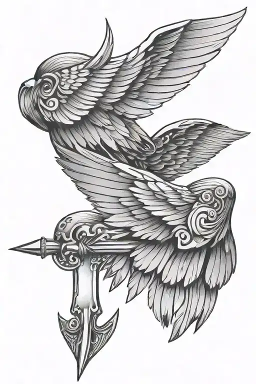 Wings With Arrow Going