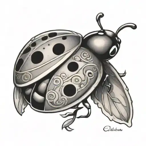 A Stylized Ladybug With The Name Christian On Its Wings