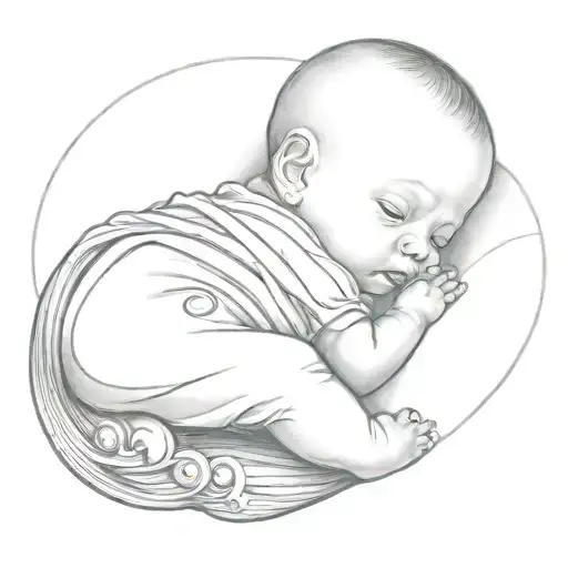 A Baby Laying On A Bed Dreaming About Rainbow Colors