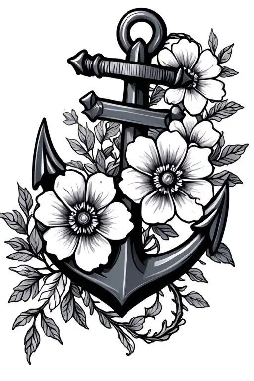 Anchor With Flowers