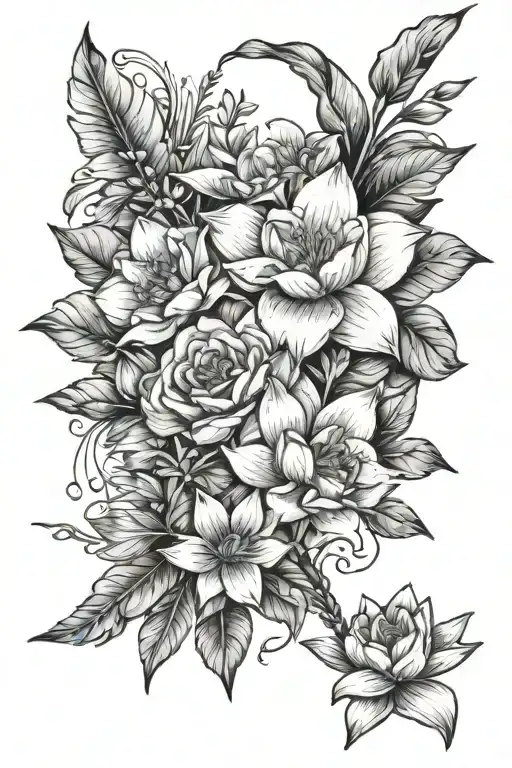 Arrow With Larkspur And Water Lily