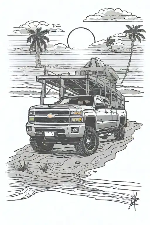 Lifted Chevy Sliverado 2500 Hd On The Beach Sunset