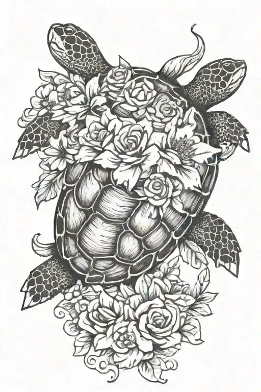 Turtle With Flowers