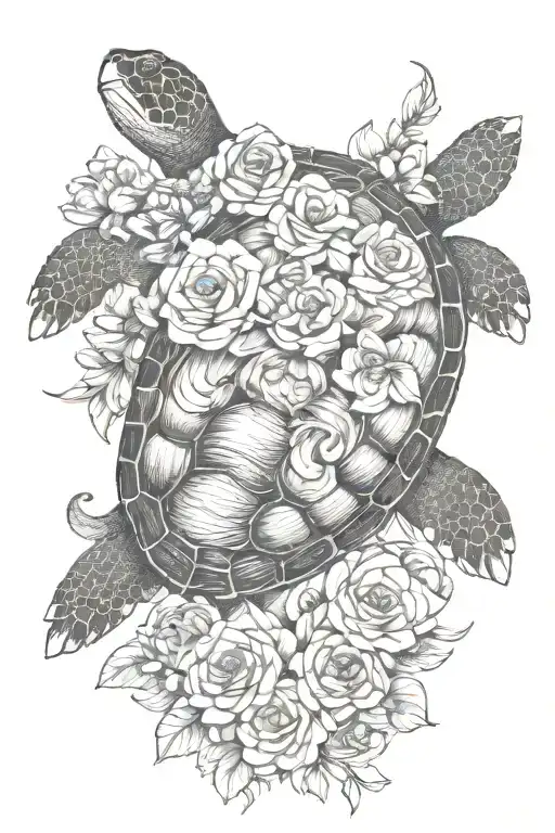 Turtle With Flowers