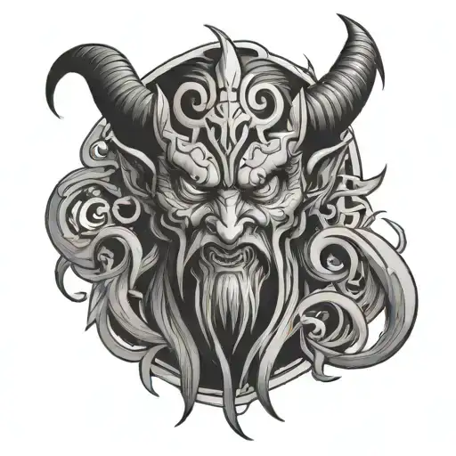 Stylized Tattoo Of The Word Satan