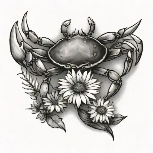 Crab And Daisy Flower