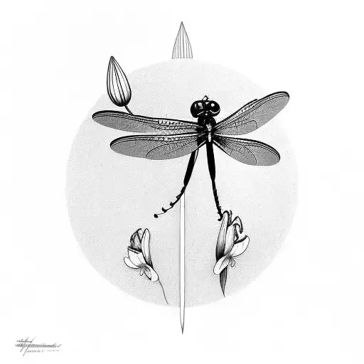 Dragonfly With Lily