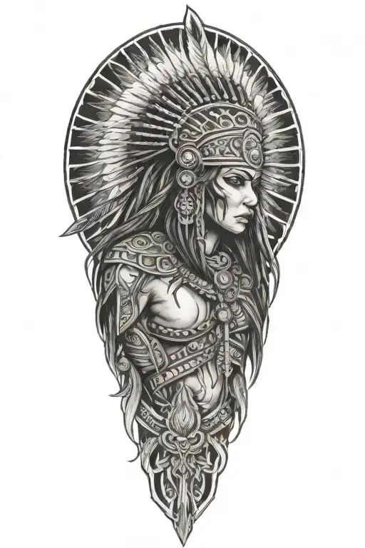 Indian Warrior Surrounded Stylus Femme