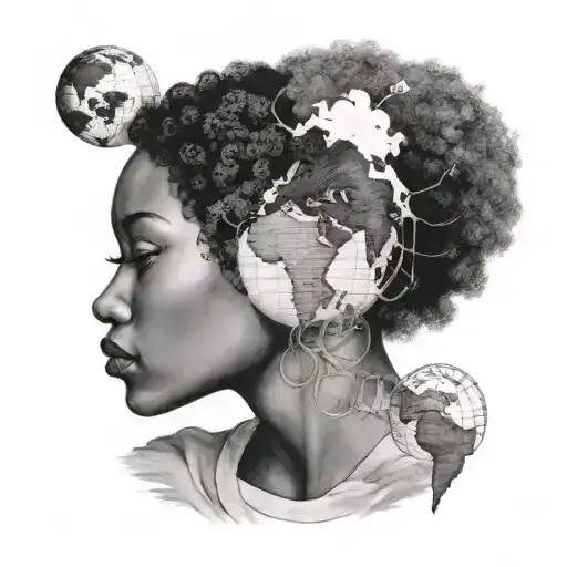 Black Woman With Afro That Is A Globe Of The Earth