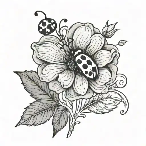 Flower With Handwriting As Stem Growing With A Ladybug Somewhere Unique