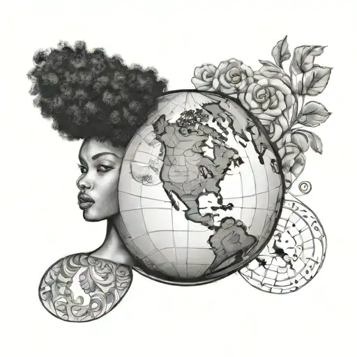 Black Woman With Afro That Is A Globe Of The Earth