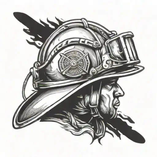 A Firefighter's Helmet With A Beach Scene Reflection In The Visor