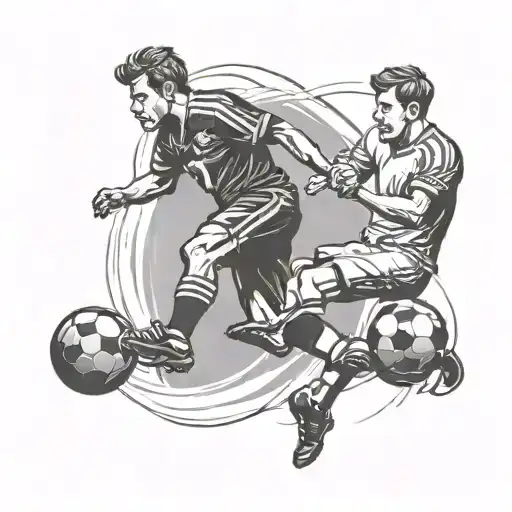 Twins And Football Player Kicking