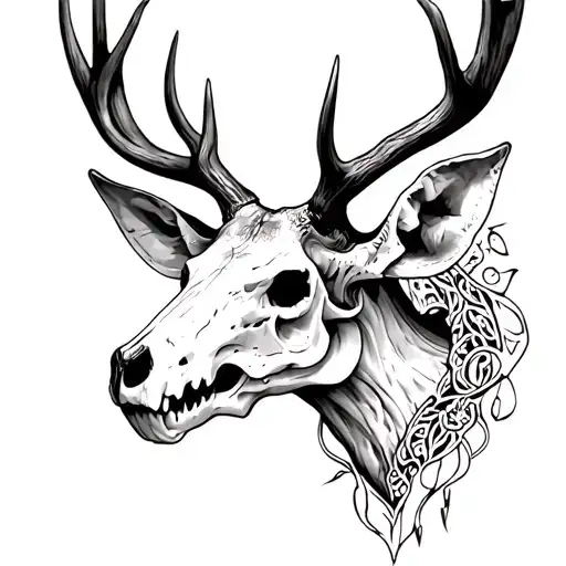 Deer Skull With Veritas Vincit