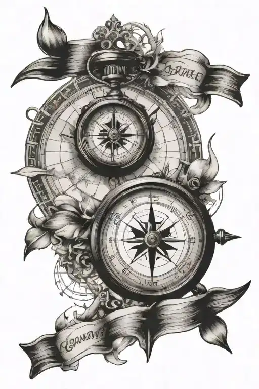 Map And Compass Clock Time