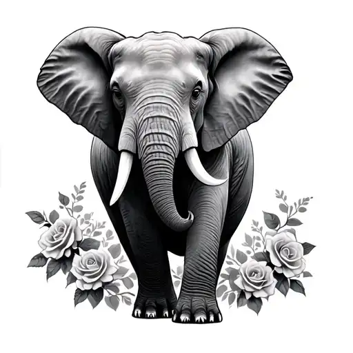 Large Elephant With Roses Around The Outside
