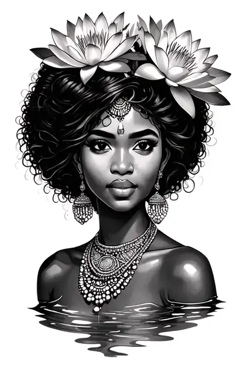 African Princess With Water Lily Crown