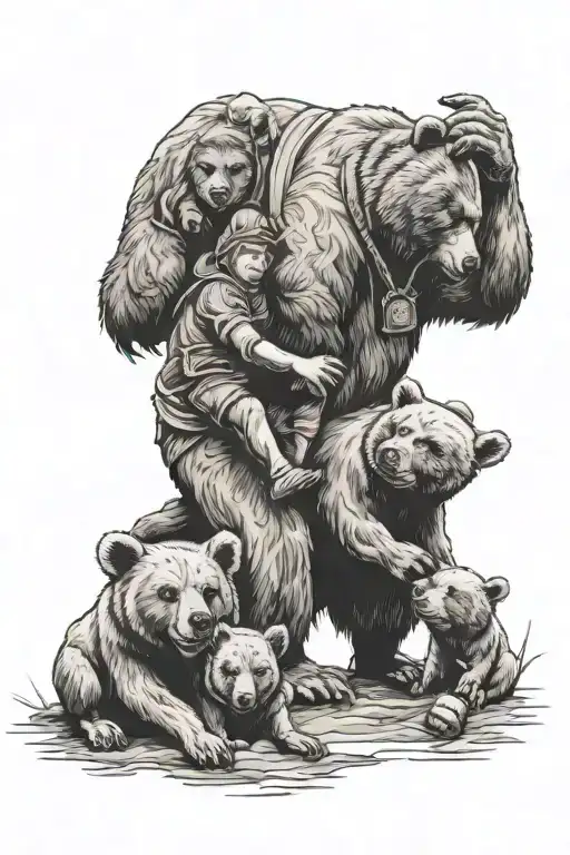 Feirce Papa Bear Protecting His Family