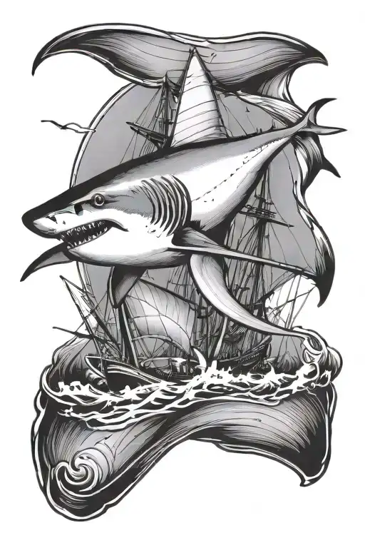 Shark And Sail Boat